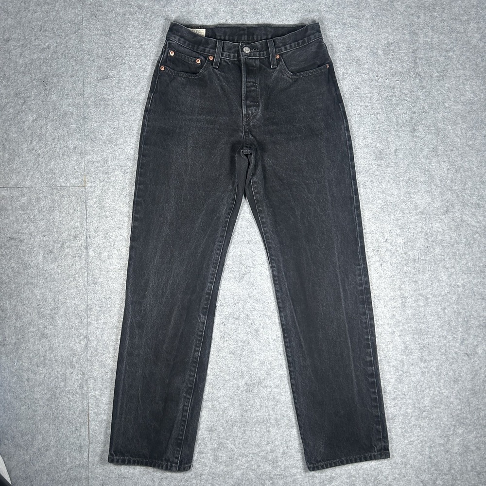 Levi's 501 '90s Denim Jeans Womens 27x32 Washed Black High Rise Straight Leg Mom